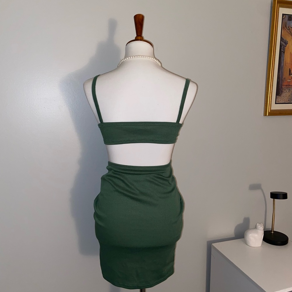 Cut Out Mini Dress in Hunter Green